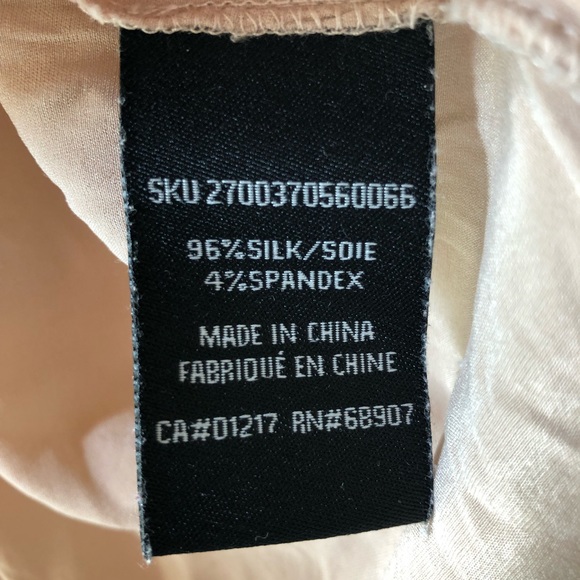 Silk Blush Pink Peach Flowy Sleeveless Tank Top Lace Edge Stretch L or XL - Picture 5 of 6